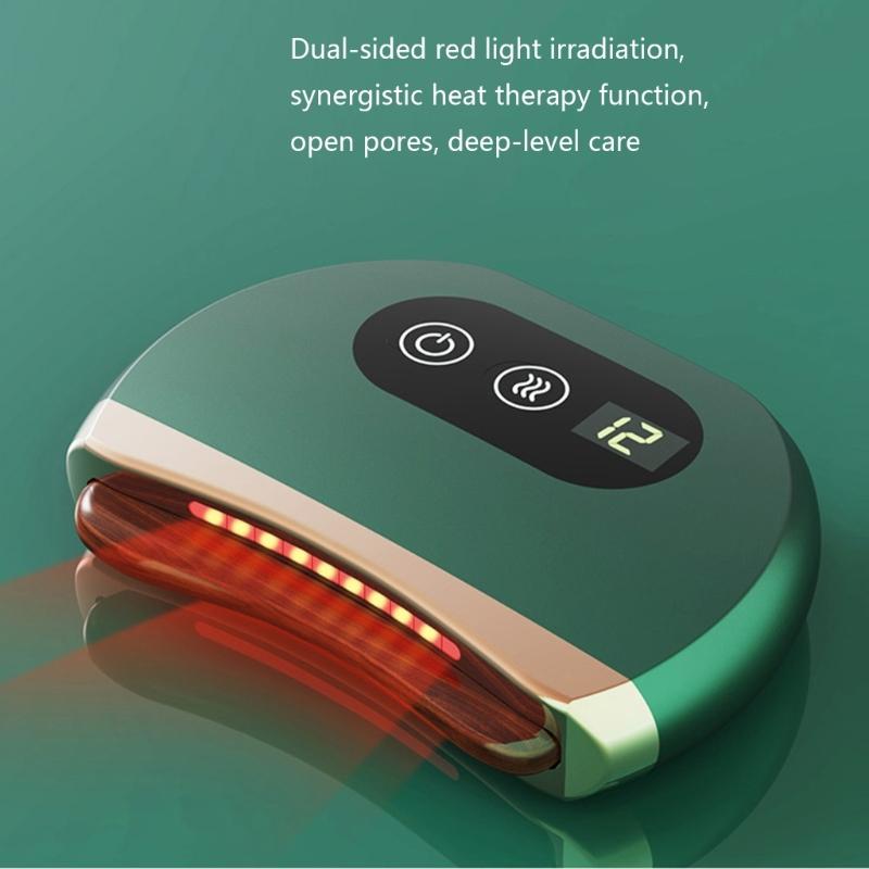 Electric Guasha Massager with Built In Heating System and Multiple Frequency Vibration for Face & Body Wellness Therapy