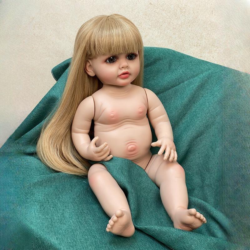 22 İnç Yenidoğan Bebekler Bebek Suya Koyabilir Gerçekçi Tam Vücut Silikon Betty Yeniden Doğmuş Kız Bebek Uzun Düz Saçlı Yürümeye Başlayan Bebe Yeniden Doğmuş Boneca