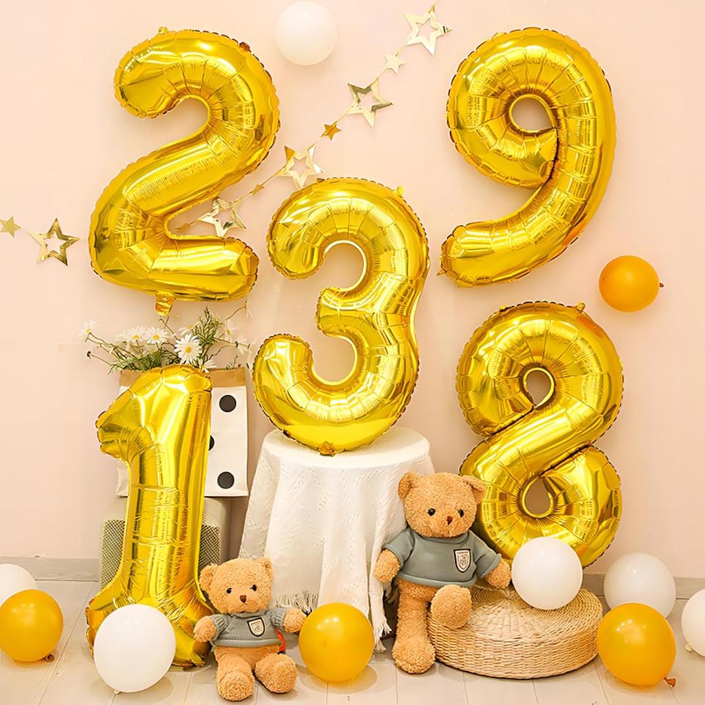 40inch Giant Golden Digital Balloon  0-9, Anniversary Party Decoration, Birthday Balloon