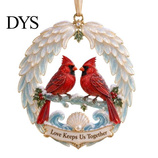 Christmas Tree Hanging Supplies Red Birds Ornament, 2D Acrylic Bird Decoration Memorial Keepsake Gift with Angel Wings, Holiday Pendant for Home Decor