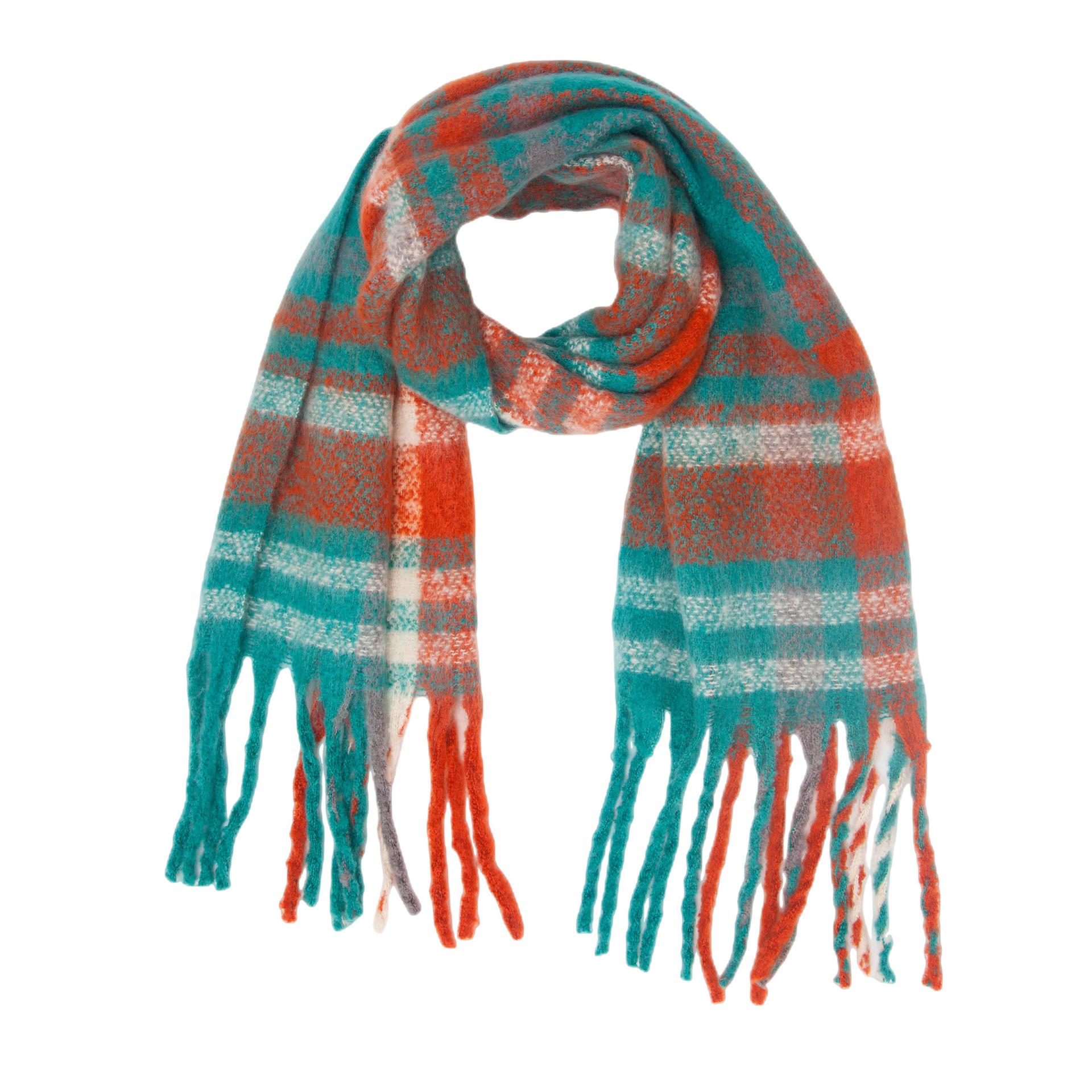 Foreign trade new scarf women s European, American autumn and winter circle yarn thickened thick tassel plaid scarf shawl manufacturer 190X50+15cm