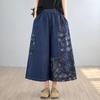 Patchwork Plus Size Vintage Floral High Waist Casual Loose Women Spring Summer Jeans Denim Wide Leg Pants