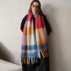 Scarf for Women Warm Chunky Winter Scarfs Plaid Shawl Wraps Warm Knit Thick Shawls Oversized Colorful Pink Grid Scarves