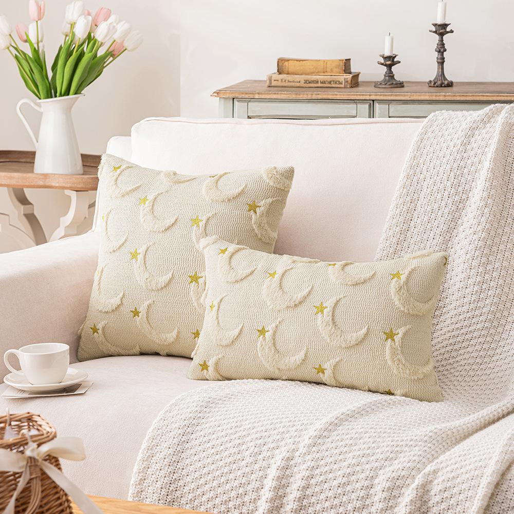 Star Plush Pillowcase Ins Style Soft Plush Living Room Sofa Pillow Cushion Waist Pillow Moon Festival Decoration