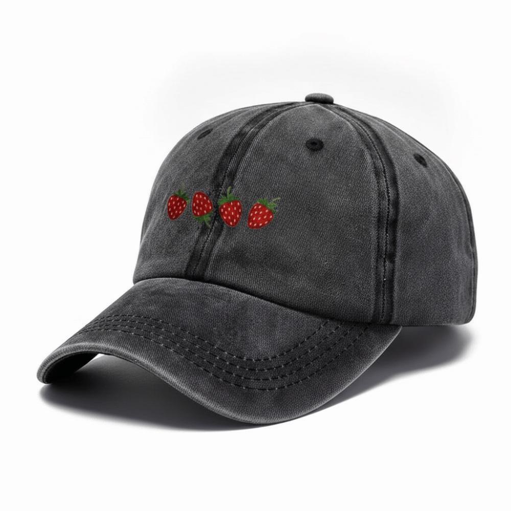 Hip Hop Strawberry Printed Baseball Cap Washed Cotton Sun Hat Streetwear Hats For Man Women Unisex