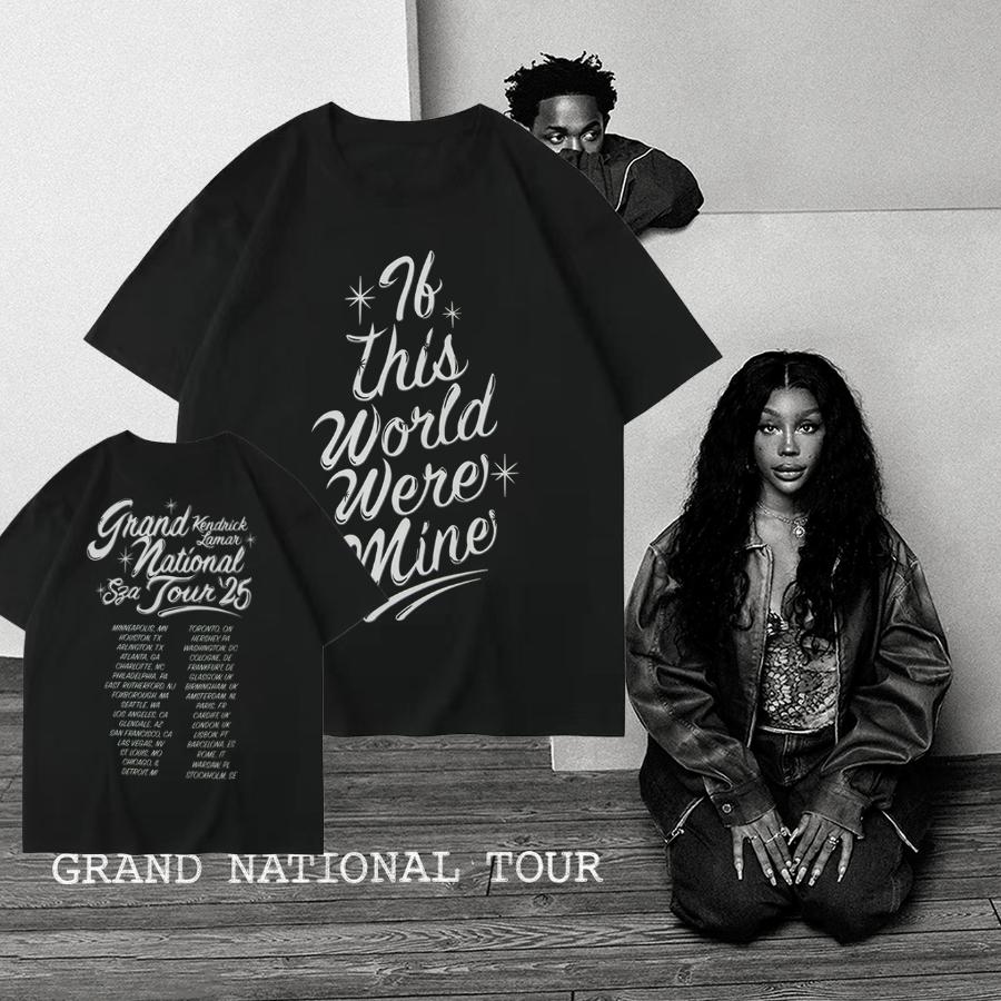 Rapperka SZA Grand National Tour Potiskové tričko Vintage Punk Unisex Oversized Pánské Hip Hop Harajuku Bavlna Kulatý výstřih Topy Tričko