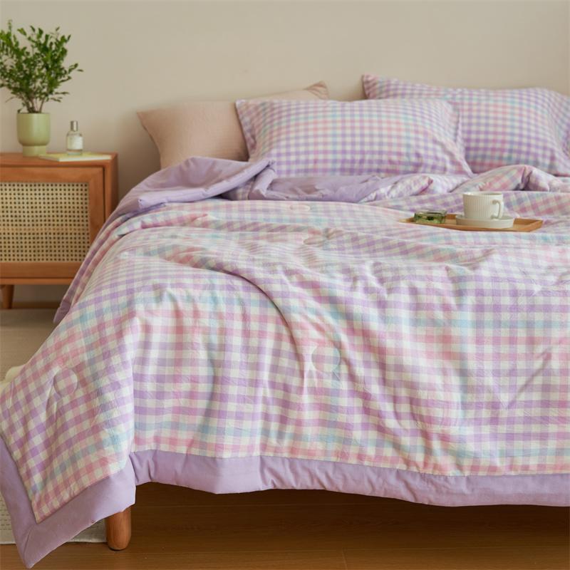 1 Stück gewaschene Baumwolle Sommerdecke Sommer Frühlingsdecke Kern für Schlafzimmer Flach Einfach Kariert Einzelbett Doppelbett 150/200cm