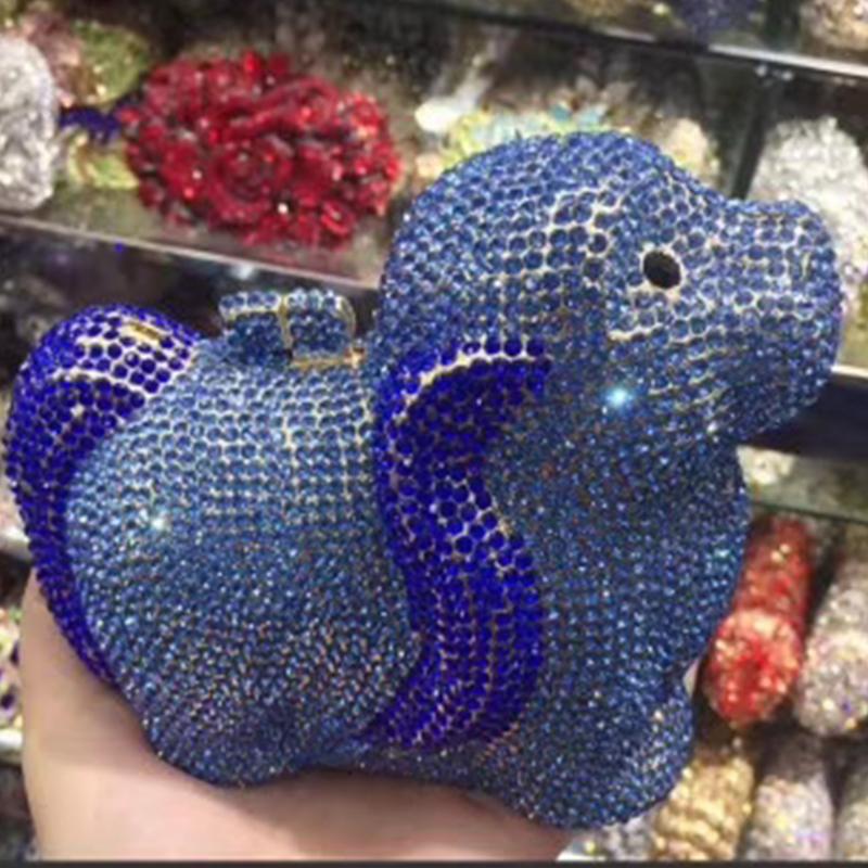 Puppy  Diamond Evening Bag Dog Crystal Handbag Rhinestone Bags Wedding Bridal Purse Luxury Crystal Clutches Women Party Purses