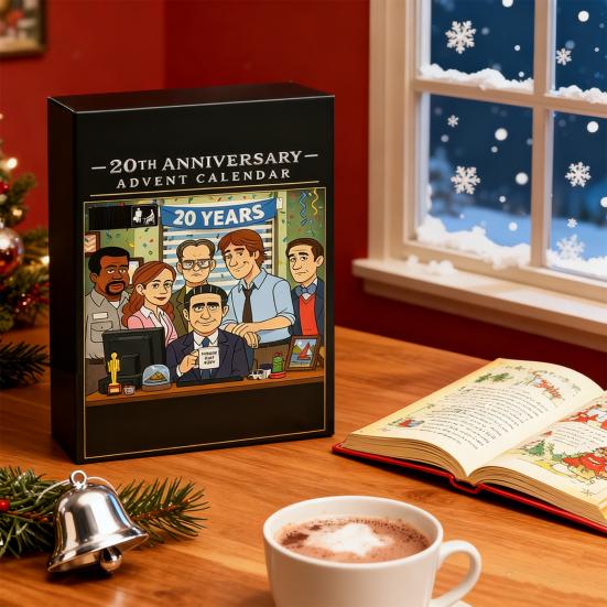 Office 20. Jubiläum Adventskalender 2025 24 Tage Acryl Ornament mit TV-Show Themen Weihnachts-Countdown Dekoration für Fans & Sammler
