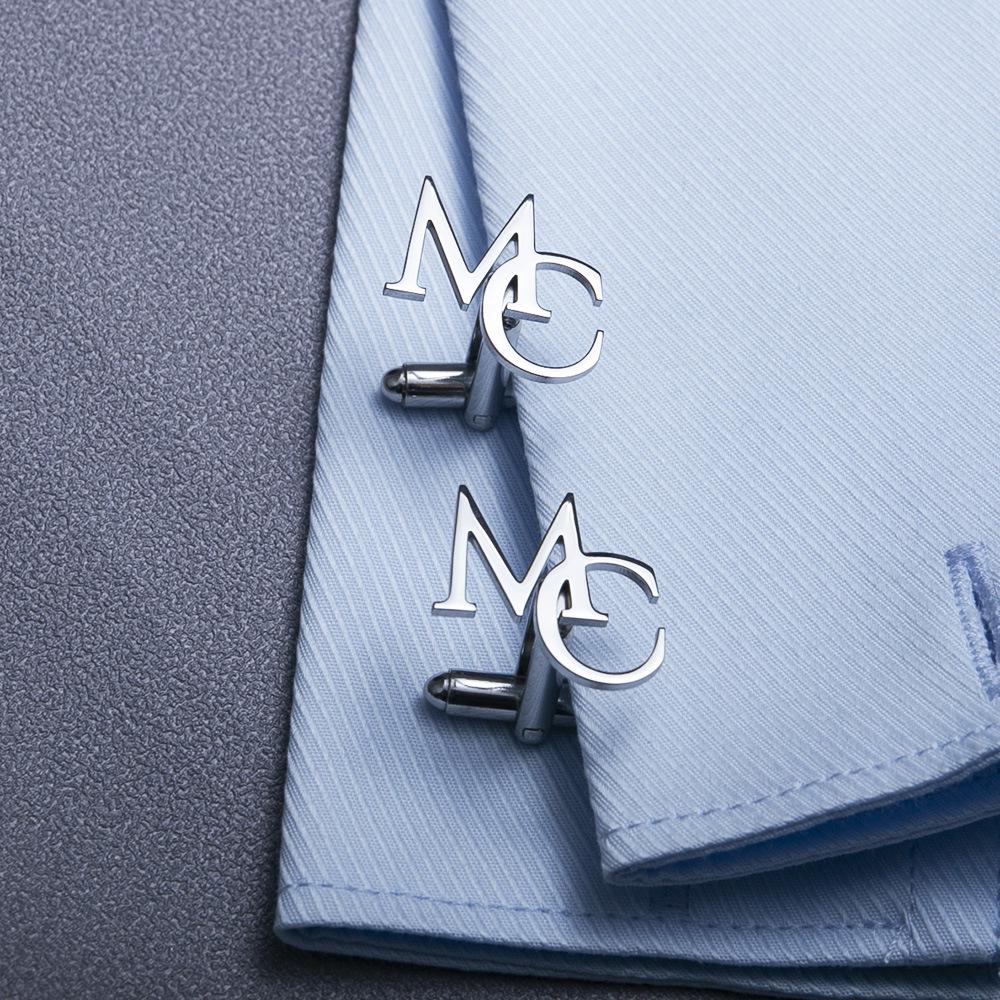 Custom Double-Letter Cufflinks for Men's French Shirts - Groom Wedding Accessory