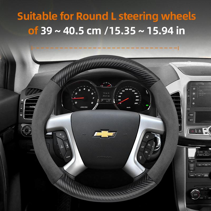 Suitable for Chevrolet Suede Matte Carbon Fiber Texture Steering Wheel Cover Suitable for Celze Spark Captiva Orlando Lacetti Equinox Malibu