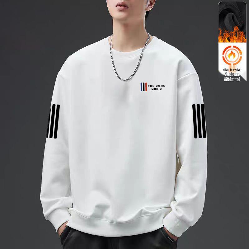 Men's 2025 Autumn American Style Heavyweight Loose Fit Long Sleeve Hoodie with Round Neck and Plus Velvet - Trendy and Versatile Sportswear.