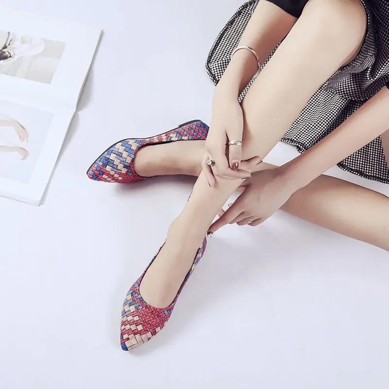 Fashion Pointed Toe Low Heel Elegant Woman Flats Slip-on Dress Popular Fashionable Promotion Casual Stylish 39 Lastest Shoes for Women