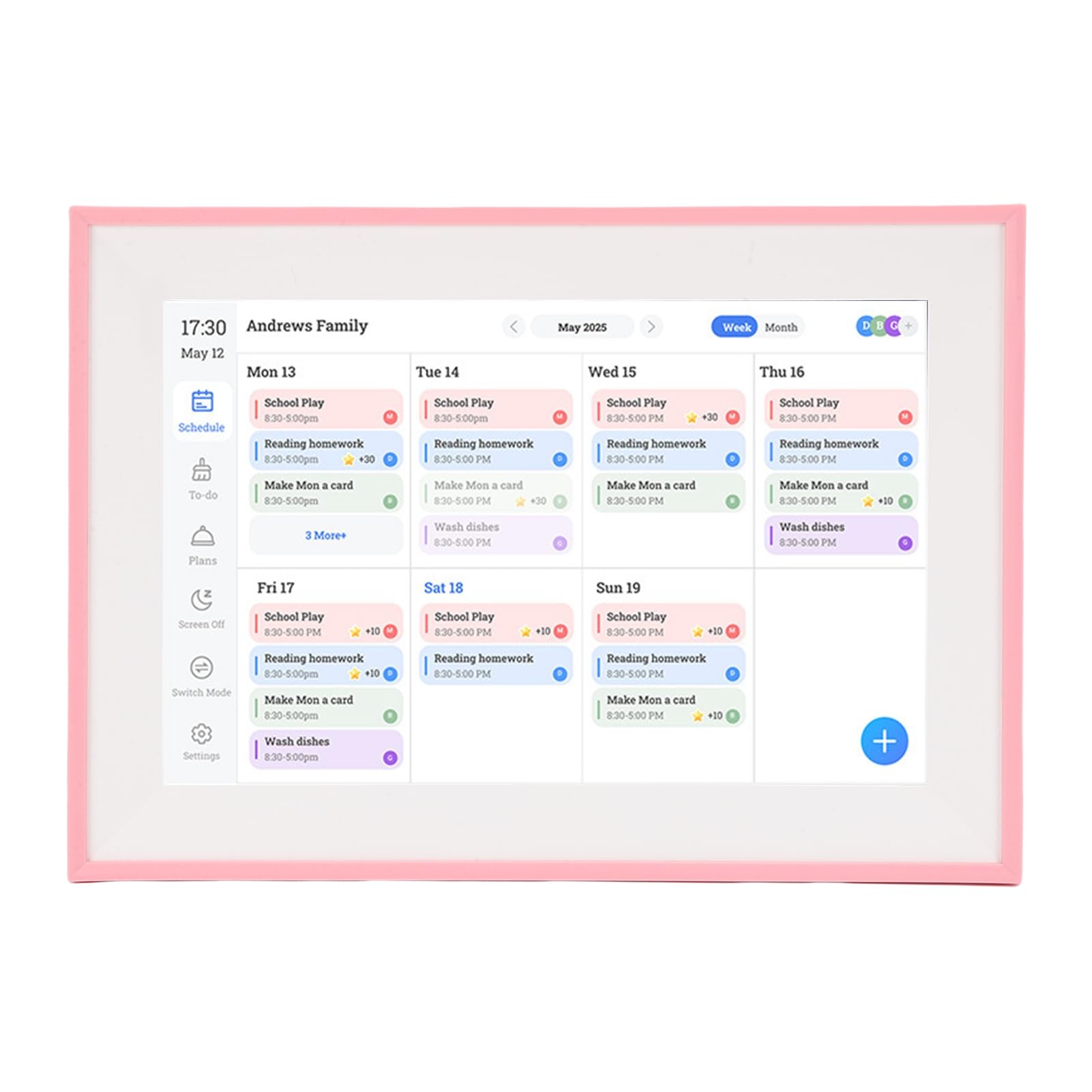 

Pomya 10.1-inch Smart Digital Calendar, Electronic Family Planner with HD Touch Screen, WiFi Sync, Photo Frame Mode, Chore Chart, Meal Planning
