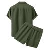 Men's Summer Color Corduroy Men's Shirt Short-sleeved Shorts Casual Sports Suit