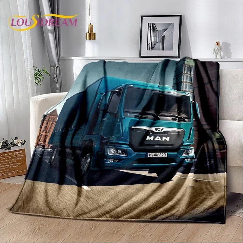 HD Man Truck Lorry 3D Printing Soft Flannel Blankets,Throw Blanket Comfortable Blanket for Picnic Beds Sofa Home Bedroom Gifts