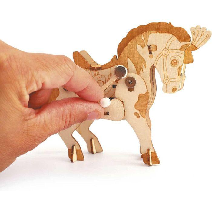 Maquette 3D mécanique - GRAINE CREATIVE ON A TOUS DU TALENT - Cheval 14 cm - Modélisme - Enfant - 45 pièces