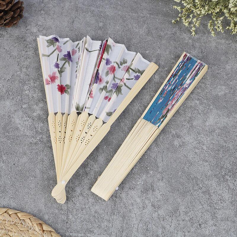 1 Peça Ventilador de Dança de Mão Estilo Chinês Padrão Personalizado Ventilador Dobrável de Bambu Ventilador de Mão para Casamento Ventilador de Flor de Bambu