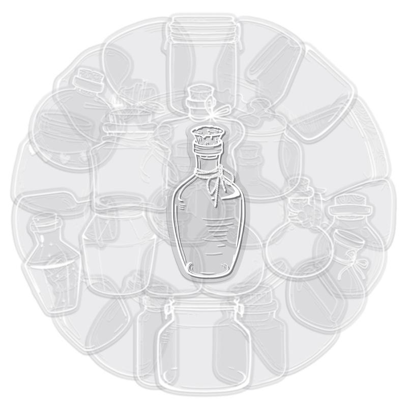 50PCS Clear Cartoon Bottle Stickers for DIY and Journals