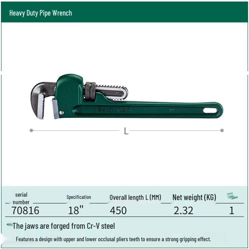 SATA Heavy-Duty 18-inch Pipe Wrench