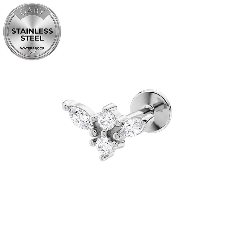 Titanium 316L Stainless Steel Luxury Snowflake Butterfly Earrings & Lip Studs