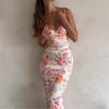 Abito Estivo Floreale con Bretelle Spaccato Slim Senza Maniche Stile Festa Spiaggia Spalline Sottili Abbigliamento Donna Minigonna