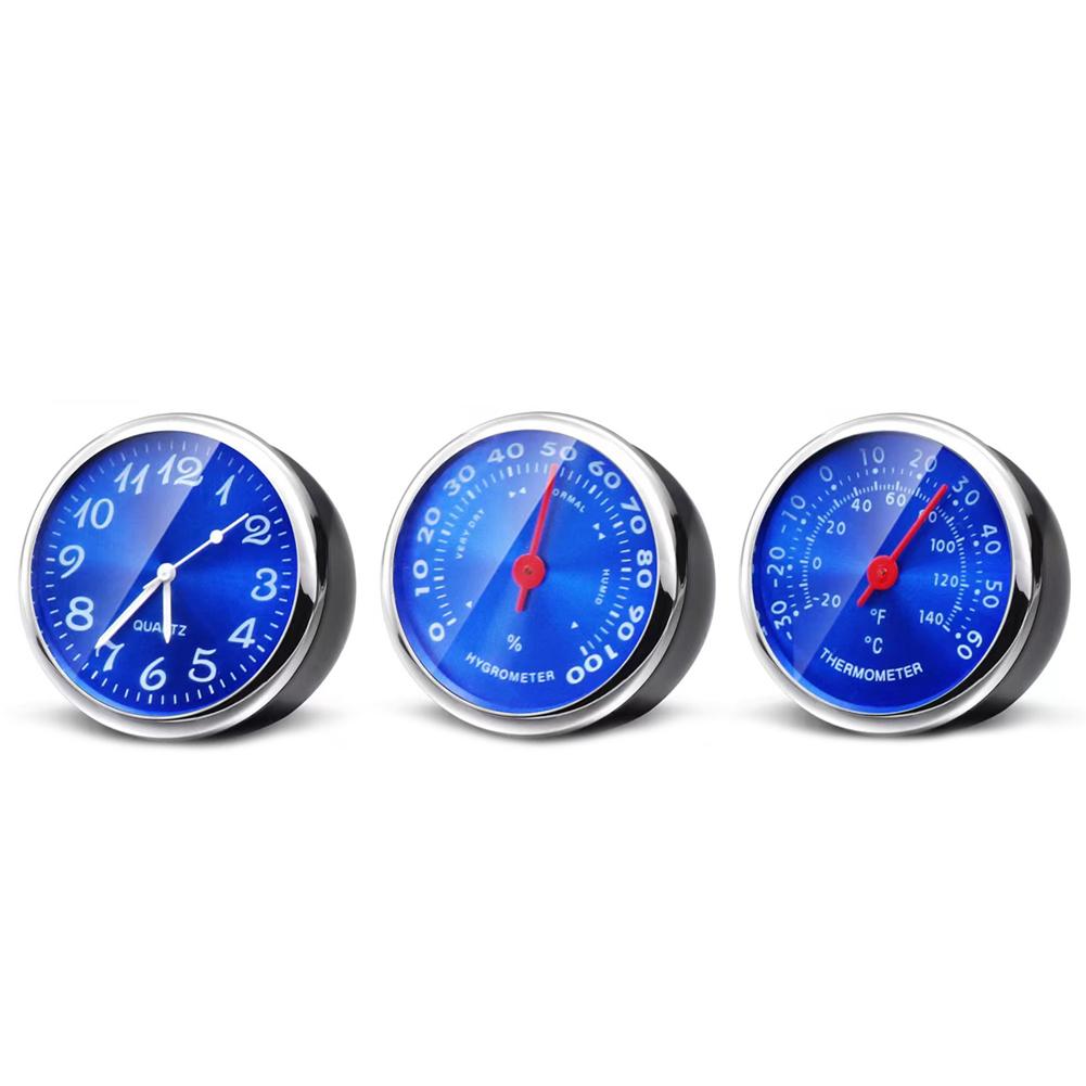 Car Interior Clock Auto Watch Thermometer Hygrometer Blue for Home Automobiles  Decoration Ornament Accessories
