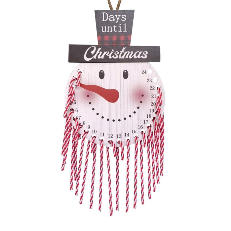Christmas Countdown Calendar Wooden Cane Candy Hanging Decorative Ornament