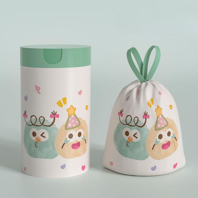 Thickened Drawstring Trash Bags 45x45cm Kitchen Garbage Bags Heavy Duty Plastic Refuse Bags With Printed Pattern