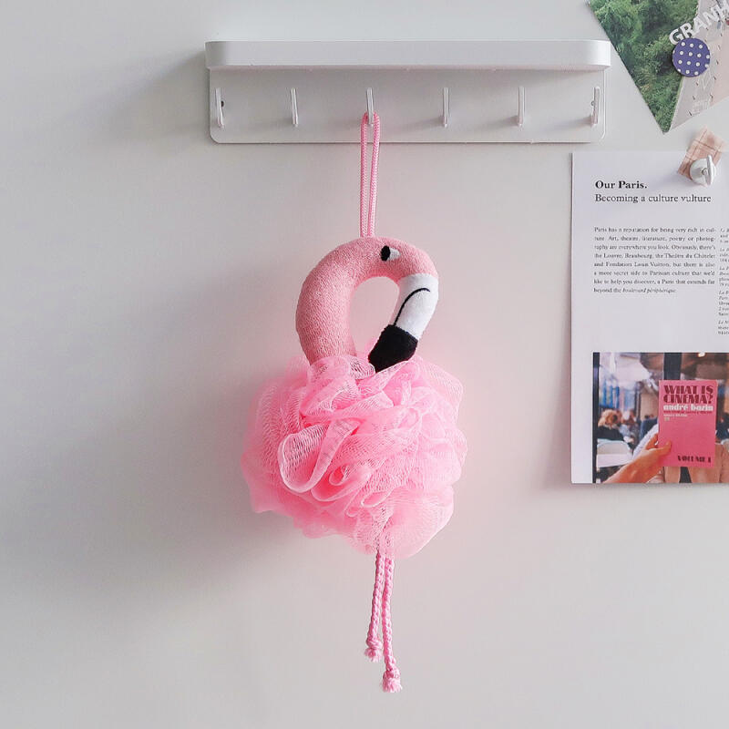 Flamingo shower ball and shower towel