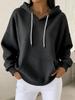 2025 Autumn/Winter Solid Color Trendy Casual Long Sleeve Drawstring Hoodie