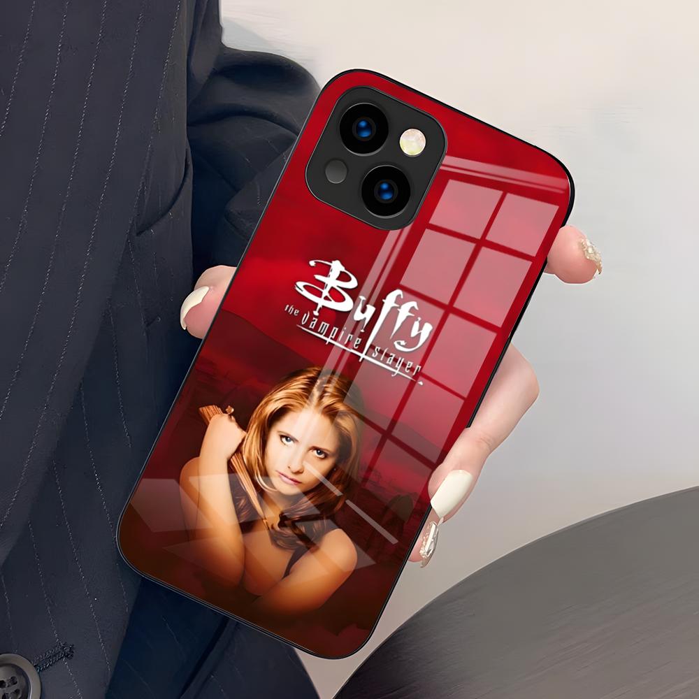 B-Buffy The Vampire Slayer Phone Case For IPhone 17 Air 16 E Pro Max 15 14 13 Mini 12 Pro 11 Max Plus Black Glass Cover