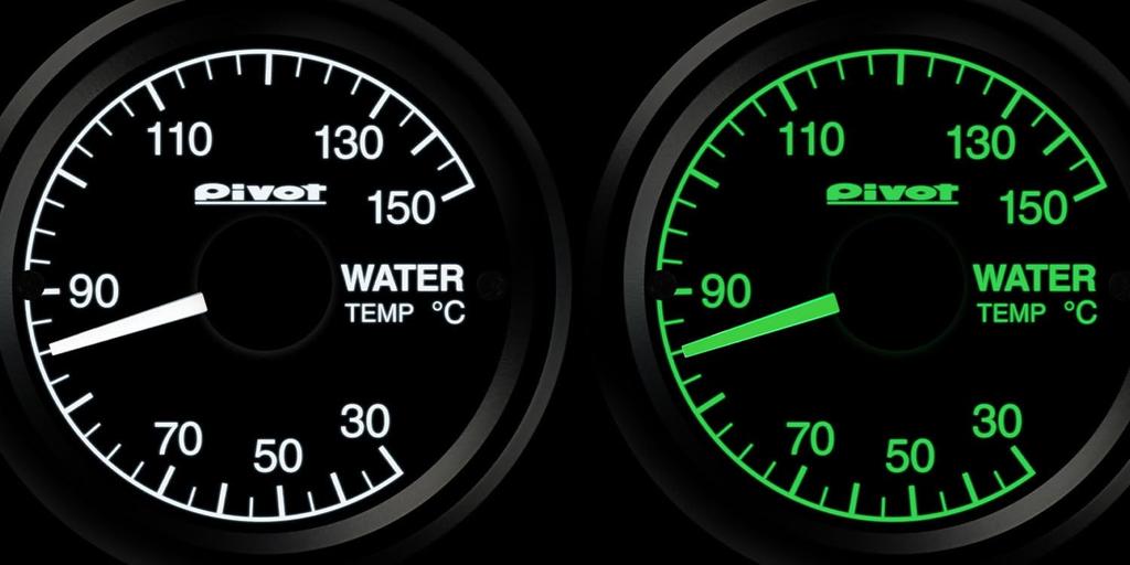 Pivot GT Water Temperature Gauge White Lighting GAUGE-52 GSW-5