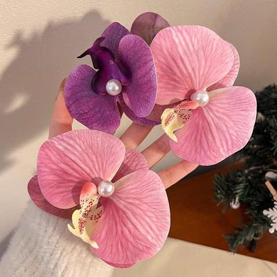 Phalaenopsis Forest Style Hairpin - Women's Side Ponytail Flower Clip for Bangs