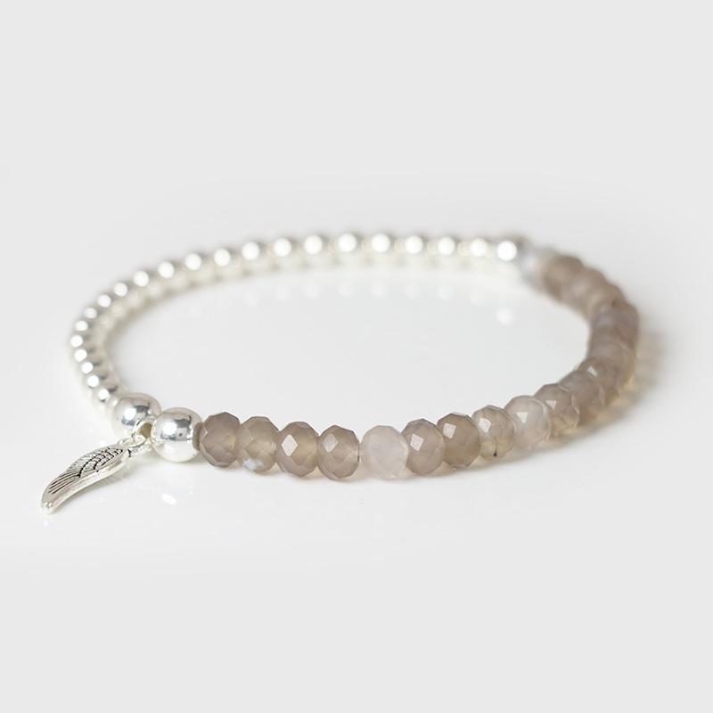 Natural Stone Rose Pink Quartz Bracelet 3x5mm Faceted Tiger Eye Agates Angel Wing Pendant Bracelets Women Men Lucky Jewelry Gift