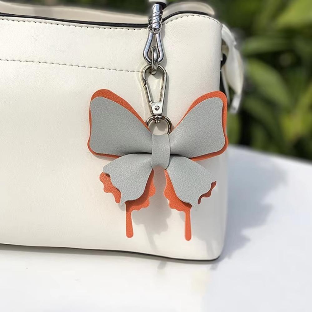 Retro Colorful Butterfly Pendant Keychains Leather Exquisit Backpack Decoration Accessories Personalized Bag Pendant