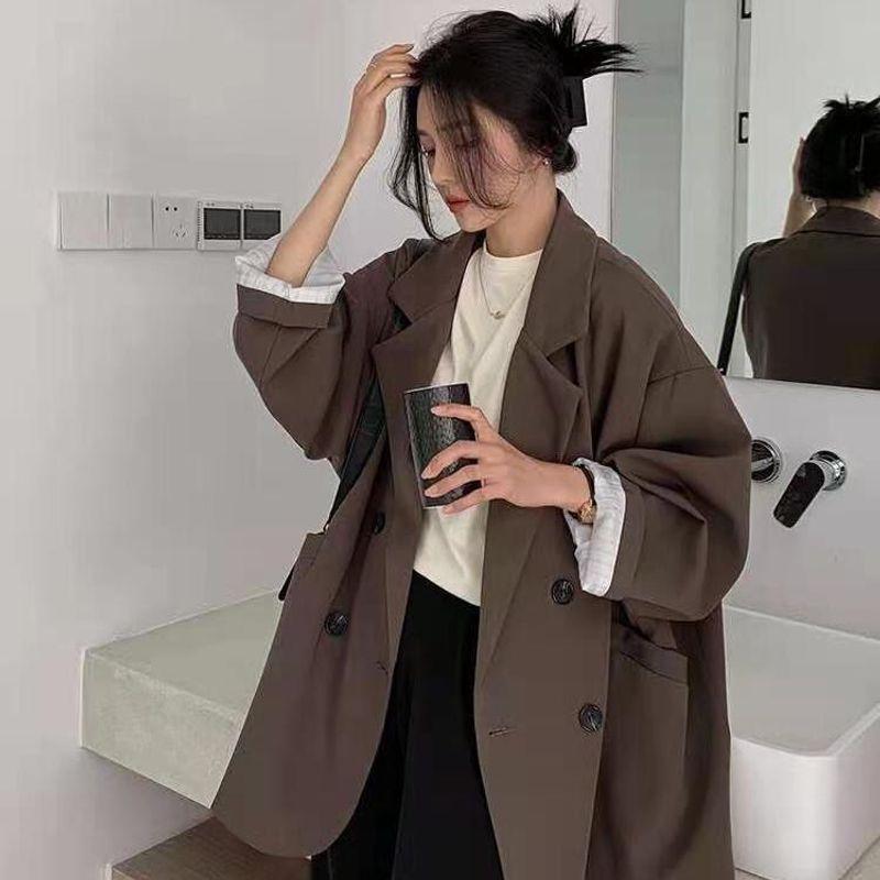

Extra Large Size 150.00kg Thin Spring & Fall Long Sleeves Chubby Girl Fancy Casual Easiest for Match Small Suit Suit Outwear Female 240 Dark brown 4XL(120.00 kg-150.00 kg wear)