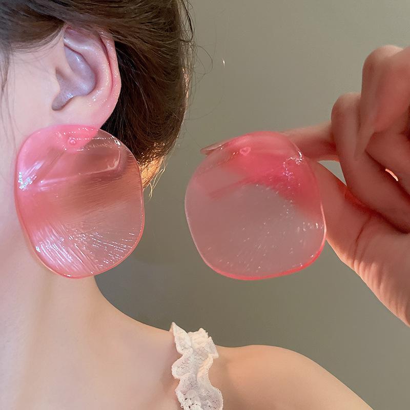 Faye Wong Pink Shrimp Cracker Earrings 2025 Year of the Snake Spring Festival Studs - European and American High-End Fashion.