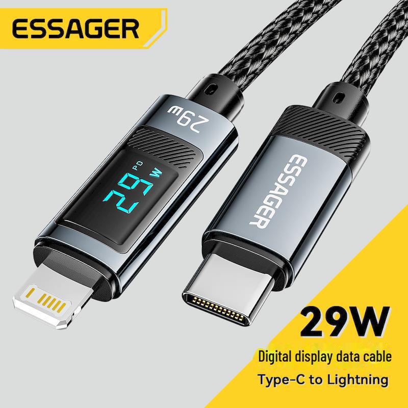 

ESSAGER Digital Display 29W Fast Charging Cable for Apple 14 and iPad 1 meter