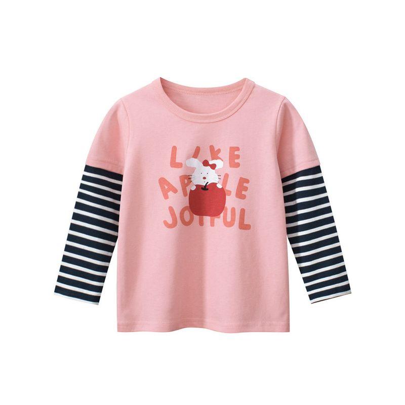 Foreign Trade Children's Long-Sleeved T-Shirt, Stylish Top, Cartoon Two-Piece Style for Toddlers, Baby Girl's Base Shirt, Trendy