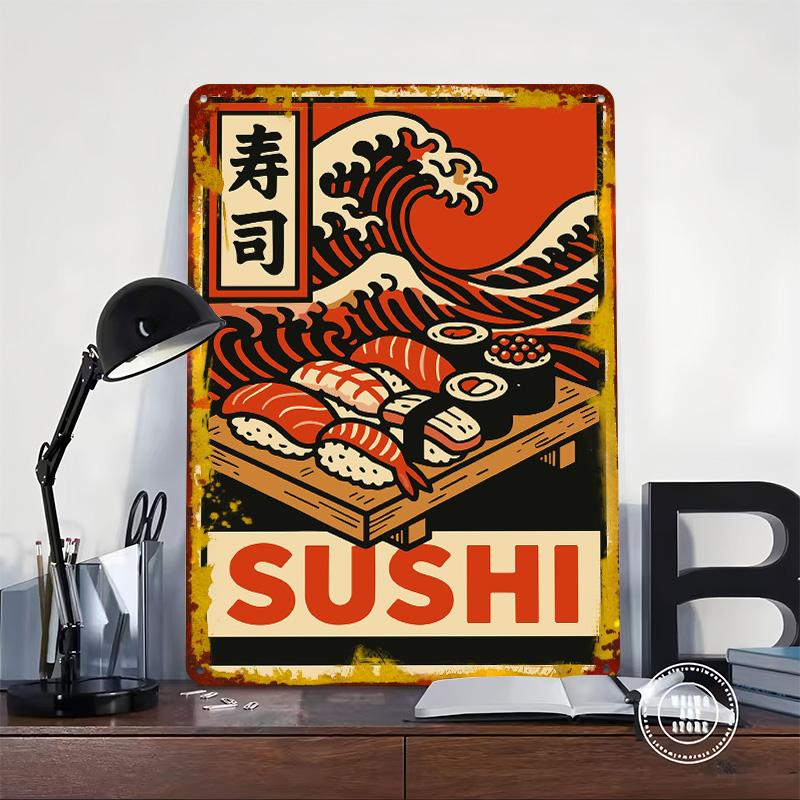 Sushi Japanese Style Tin Plaque Poster Customized Wall Art Retro Vintage Metal Signs for Man Cave Decoration Garage Decorations