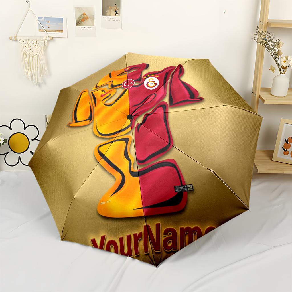Galatasaray1 Personalized Name Umbrella Compact Travel Automatic Umbrella Sturdy 8-Rib Shaft Compact Design All-Season Umbrella for Travel