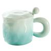High Value Gradient Ceramic Cup Niche Design Sense Mug with Lid Spoon for Girls Coffee Cup Couple Drinking Water Cup