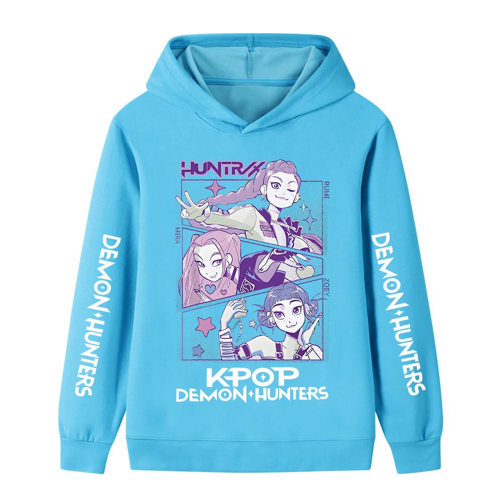 B1198XX Kids Boys Girls Kpop Rumi Zoey Mira Huntrix Print Long Sleeves Hoodie