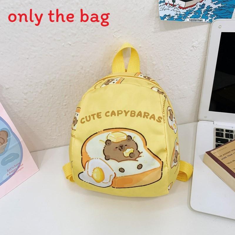 Capybara Cute Drinking Milk Tea Burger Toast Cake Cartoon Pattern Kid Backpack