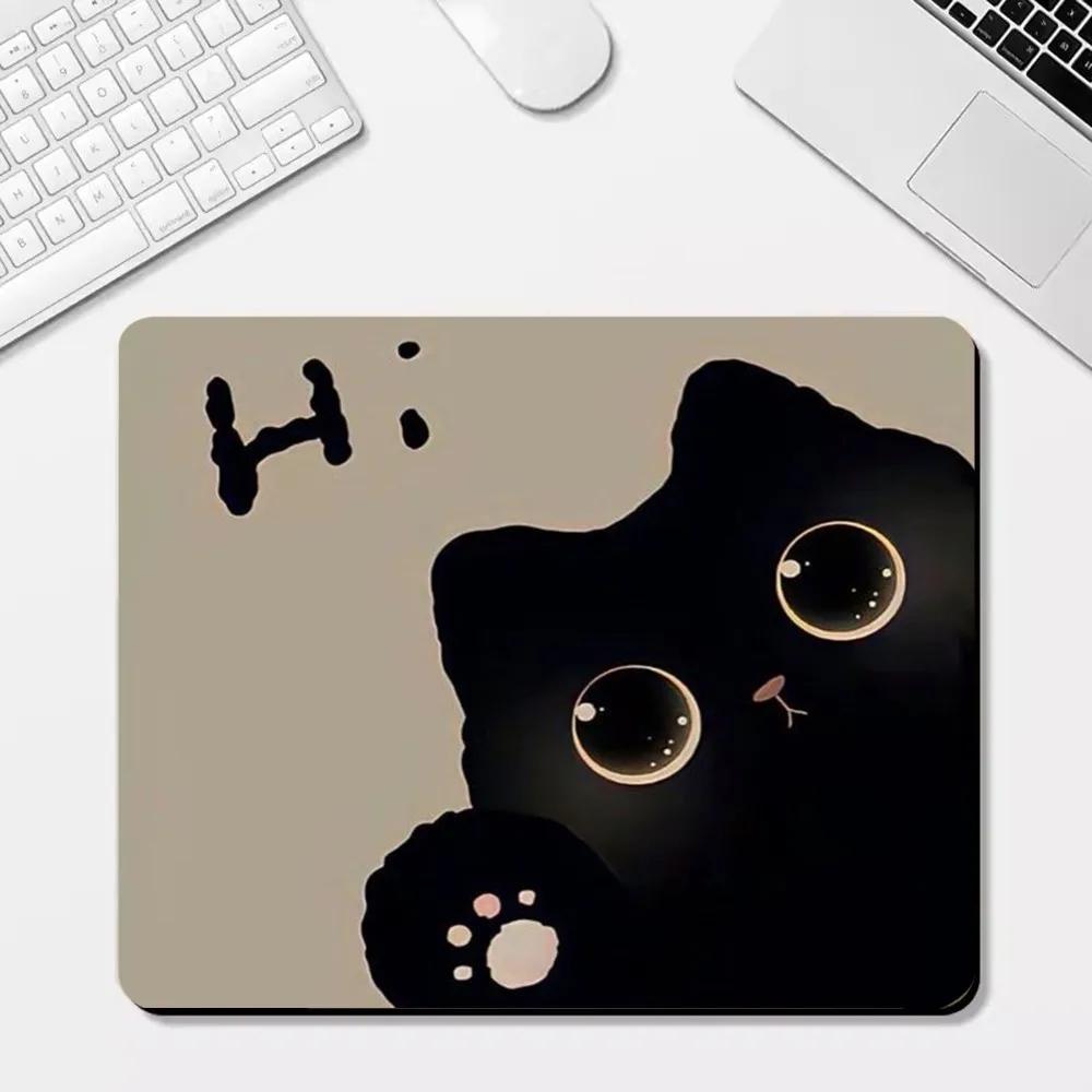 Small Anime Kawaii Black Cat Mouse Pad Cartoon Desk Mat Gaming Keyboard Table Mat Office Decor for PC Mouse Carpet Computer Game