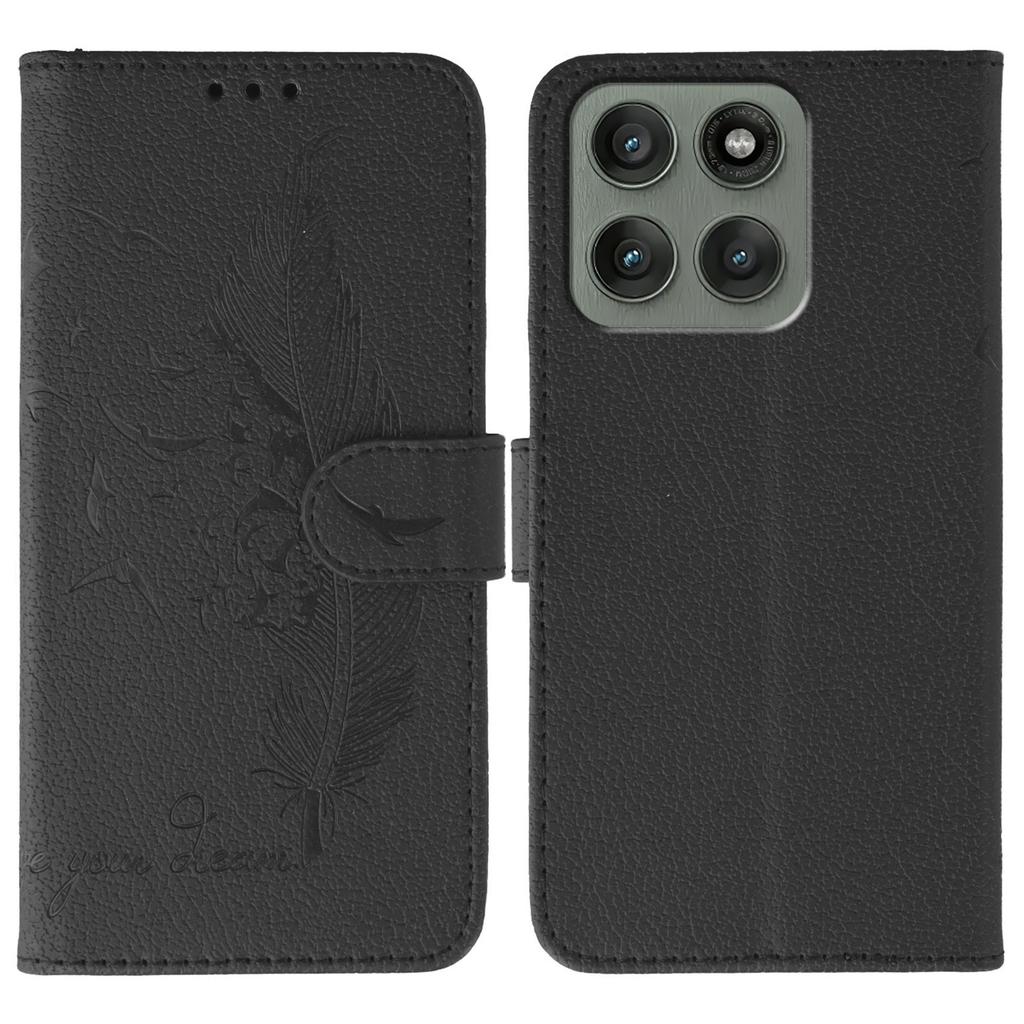 Für Motorola Edge 60 Pro 5G Hülle Federabdruck PU Leder Brieftasche Handyhülle