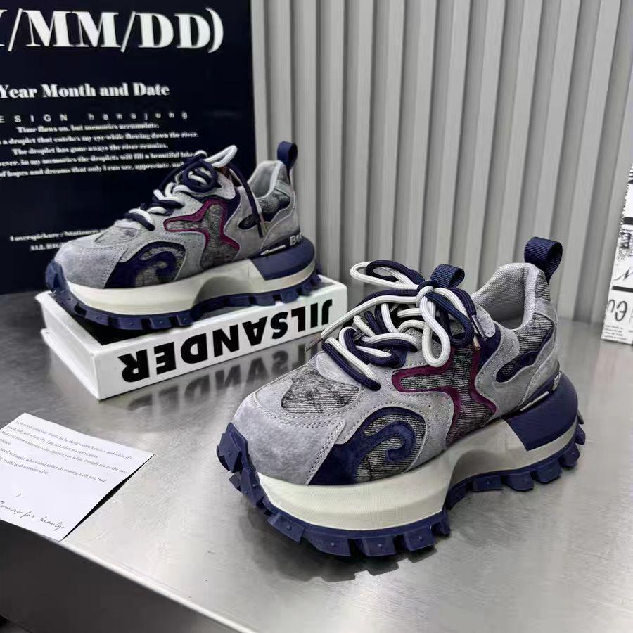 

2025 Осень Женские Трендовые Европейско-Корейские Кроссовки на Толстой Подошве в Стиле Папа - Спортивные, Повседневные и Модные 40 синий/серый