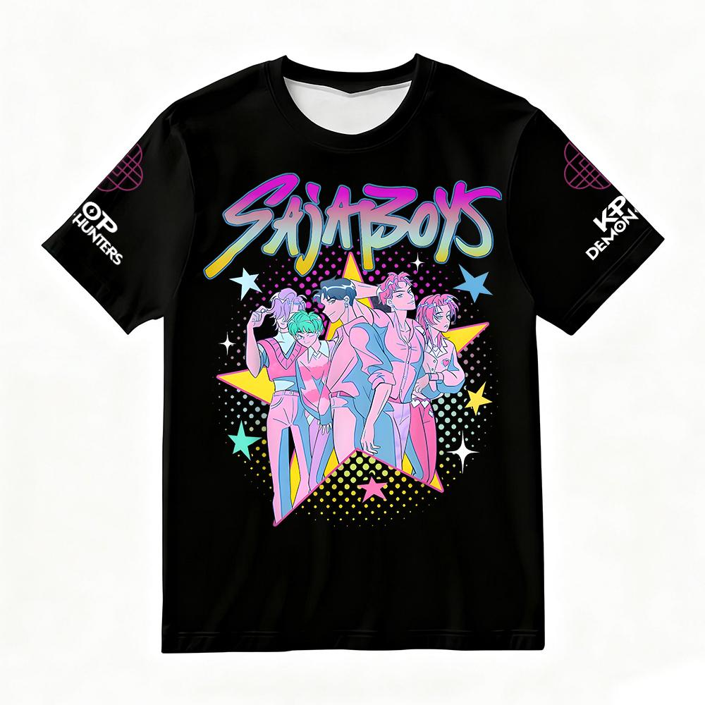 

Women s Summer Devil Hunter Pattern T-shirt Star Printed Vitality Top, Suitable for Fashionable Street Wear, Casual Daily Top 6XL