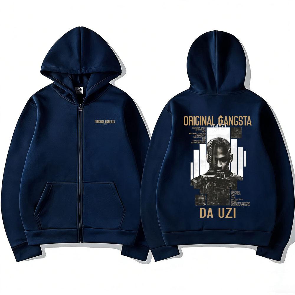 Rapper DA Uzi Original Gangsta Album Merch Zipper Hoodies Men Women Fashion Pop Jacket Streetwear Coat